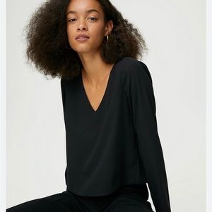 Aritzia Babaton Murphy Long sleeve black blouse